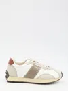 Tod's Fabric And Suede Sneakers With Contrast Panels In White