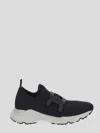 Tod's Sneakers In Stretch Technical Mesh, With Leather Chain Accessory, Gros Grain Details And Macro Rubbe