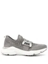 Tod's Sport Run Leather-trimmed Sneakers In Argento