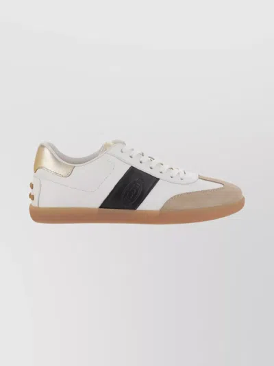 Tod's Sneakers With Contrast Panel And Rubber Sole In White