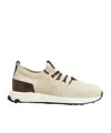 Tod's Calzino Leather-trimmed Stretch-knit Sneakers In Neutral