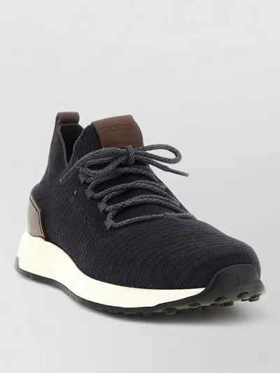 Tod's Sock Style Sneakers Round Toe Contrast Sole In Blue