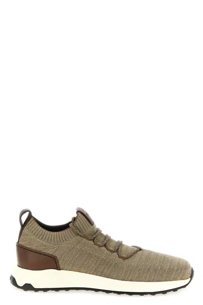 Tod's Sneakers Socks In Tessuto Tecnico E Pelle In Brown