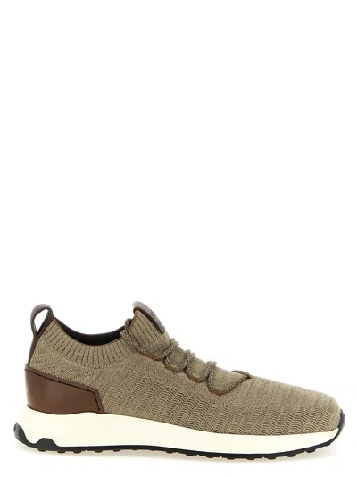 Tod's Sneakers Socks In Tessuto Tecnico E Pelle In Brown