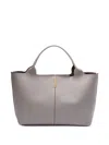 Tod's Spacious Leather And Suede Tote Bag With Magnetic Closure In Grey