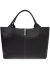 Tod's Black Shopper With Two Top Handles And Metal Bar With Logo In Leather Woman In Black