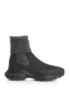 Tod's High Knitted Cuff Sneakers With Textured Upper And Chunky Sole In Black