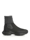 Tod's High Knitted Cuff Sneakers With Textured Upper And Chunky Sole In Black