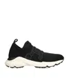 Tod's Leather-trimmed Stretch-knit Slip-on Sneakers In Black