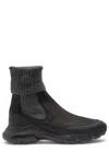 Tod's High Knitted Cuff Sneakers With Textured Upper And Chunky Sole In Black