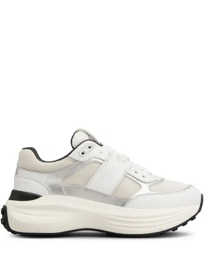Tod's Sneakers In Leather And Fabric In Neutral