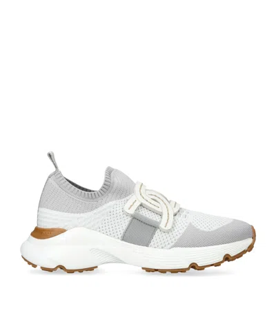 Tod's Leather-trimmed Stretch-knit Slip-on Sneakers In Multicolor