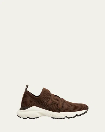 Tod's Sports Knit Chain Sock Sneakers In Testa Moro