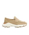 Tod's Suede Loafers With Rubber Sole And Round Toe In Nude