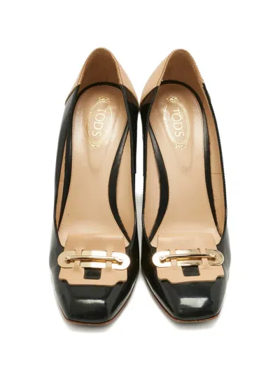 Pre-owned Tod's Square-toe Block-heel Pumps In Black