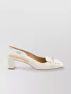 Tod's Square Toe Leather Pumps With Metal Bar In White