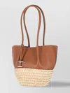 Tod's Stitched Handles Tote Bag With Woven Base In Brown
