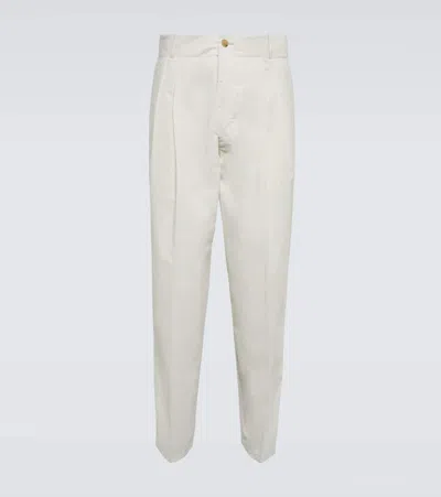 Tod's Straight Cotton-blend Pants In Grigio Perla
