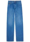 Tod's Leather-patch Five-pocket Jeans In Blue