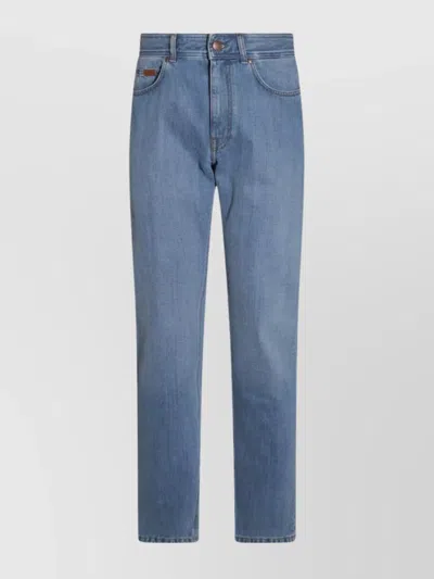 Tod's Straight Leg Trousers With Belt Loops In Blue
