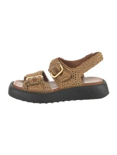 Pre-owned Tod's Straw Sandals In Brown