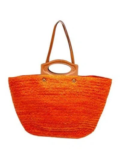 Pre-owned Tod's Straw Shoulder Bag In Orange