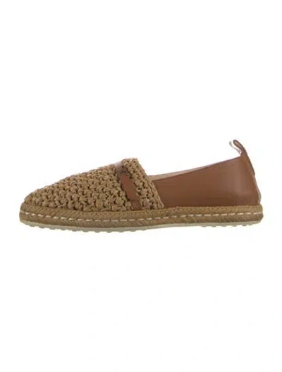 Pre-owned Tod's Straw Whipstitch Trim Espadrilles In Neutral