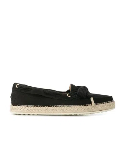 Tod's Straw-woven Love Shoes In Black
