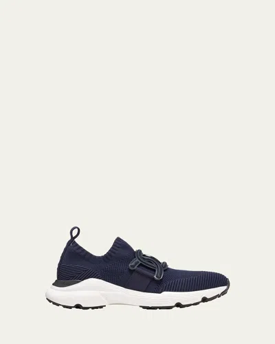 Tod's Sport Run 54c Calzino Catena Pelle Sneaker In Blue