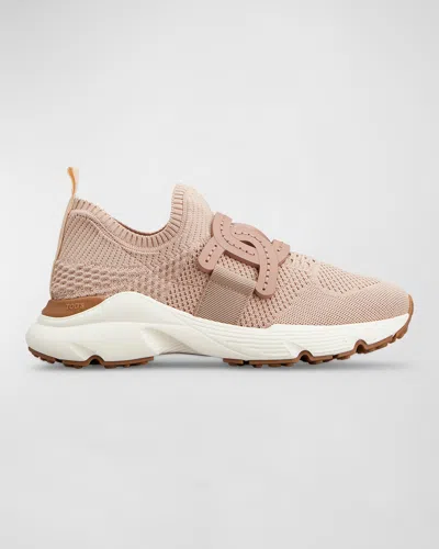 Tod's Stretch Knit Sport Slip-on Sneakers In Beige Rosato