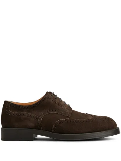 Tod's Stringata In Pelle Scamosciata In Brown