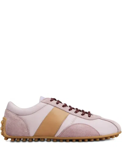 Tod's T Marathon Leather Sneakers Contrast Stitching In Pink