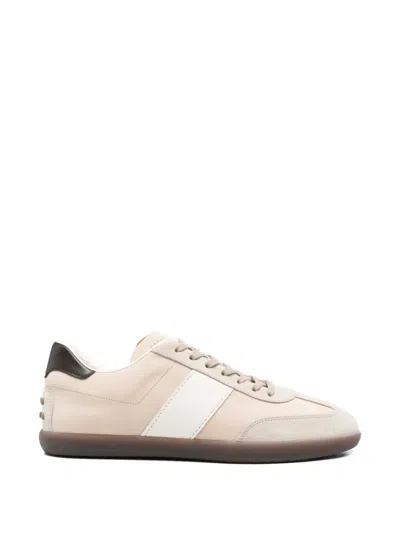 Tod's Tabs Suede And Leather-trimmed Nubuck Sneakers In Neutral