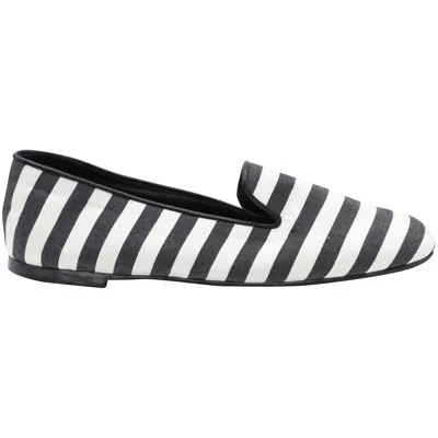 Tod's Tods Striped Ballet Flats In Black Canvas