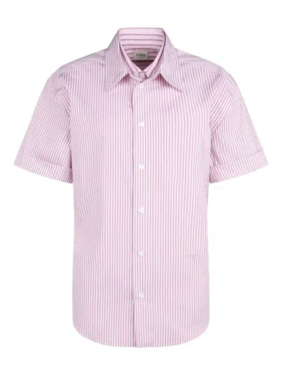 Tod's Striped Belted Shirt In Pink