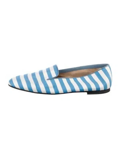 Pre-owned Tod's Striped Flats In White