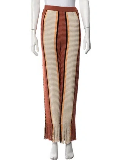 Pre-owned Tod's Striped Fringe Trim Accent Pajamas In Brown