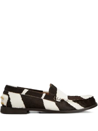 Tod's Studded Zebra-print Calf Hair Loafers In Multi