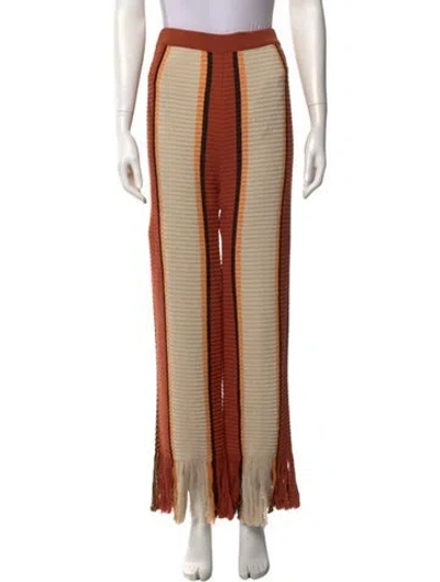 Pre-owned Tod's Striped Wide Leg Pants In Brown