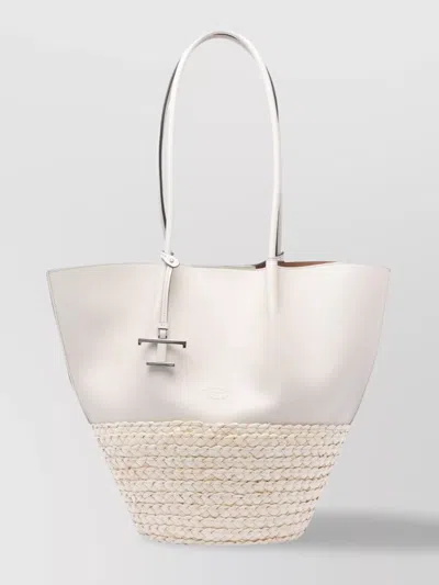 Tod's Structured Dual Handle Shoulder Bag In White