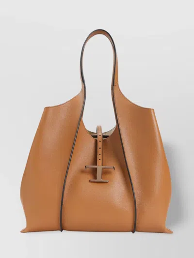 Tod's Structured Top Handle Tote Bag In Brown