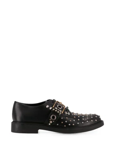 Tod's Studded Buckled Derby Shoes In Black