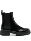 Tod's Polished Leather Ankle Boots In Black