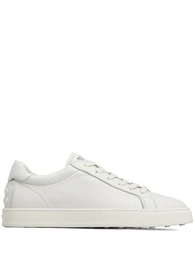 Tod's Leather Low-top Sneakers Textured Finish In White