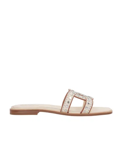 Tod's Studded-logo Sandals In Nude