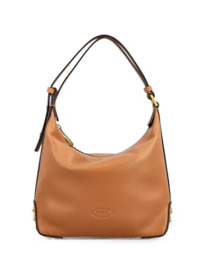 Tod's Stud-embellished Leather Shoulder Bag In Brown