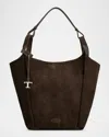 Tod's Suede & Leather Shoulder Bag In Brown