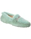 Tod's Tods Suede & Shearling Loafer In Green