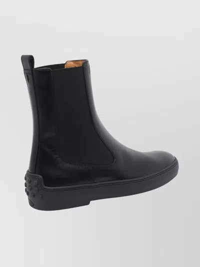 Tod's Suede Ankle Booties With Elastic Side Panels In Black