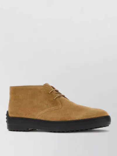 Tod's Winter Gommino Desert Boots In Suede In Brown
